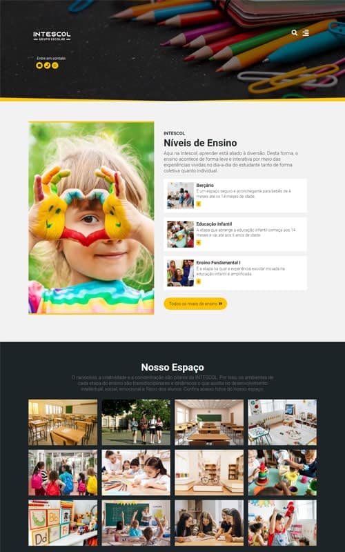 Modelo de Site educacional para escolas particulares, colégios, creches, centros de ensino e escolas infantis Modelo de Site educacional para escolas particulares, colégios, creches, centros de ensino e escolas infantis