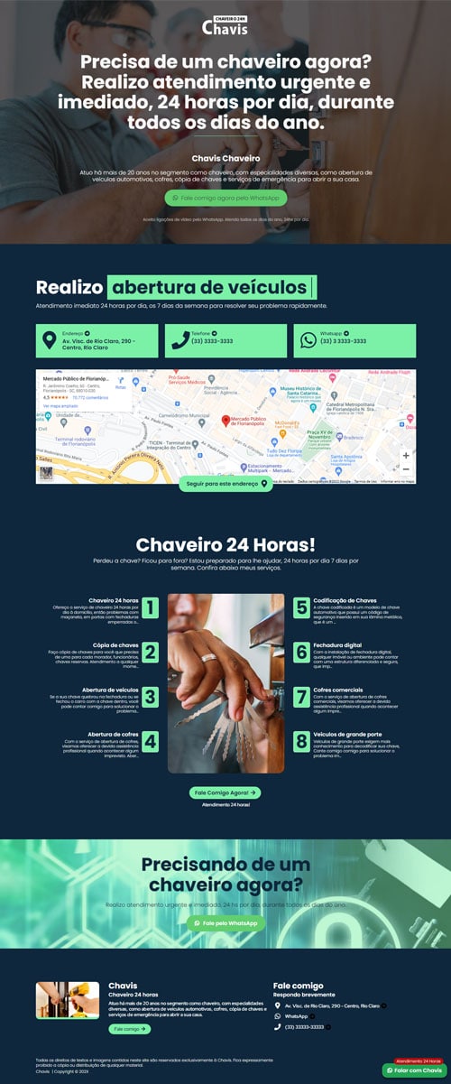 Modelo de Site para Chaveiros