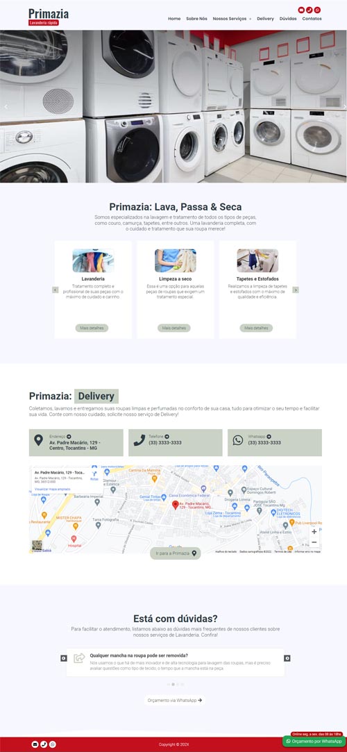 Modelo de Site para Lavanderias, empresas de limpeza de roupas e lavagem a seco Modelo de Site para Lavanderias, empresas de limpeza de roupas e lavagem a seco