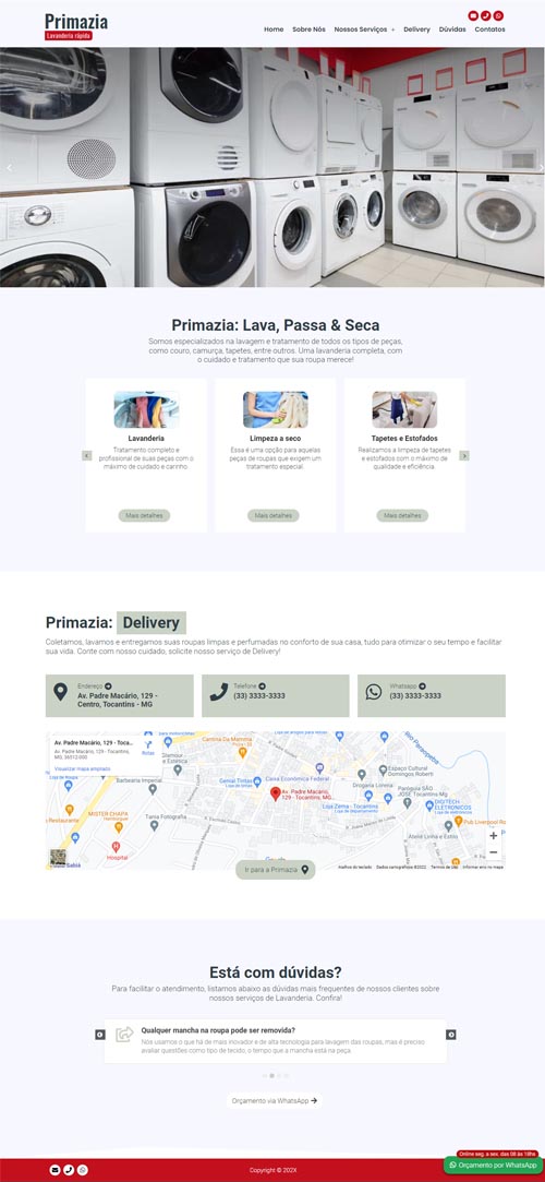 Modelo de Site para Lavanderias, empresas de limpeza de roupas e lavagem a seco