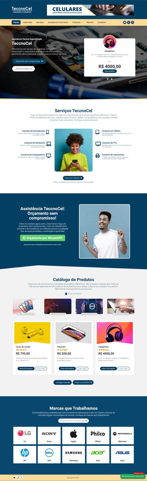 Modelo de Site para loja de informática ou assistência técnica para celulares, tablets, computadores e TVs Modelo de Site para loja de informática ou assistência técnica para celulares, tablets, computadores e TVs