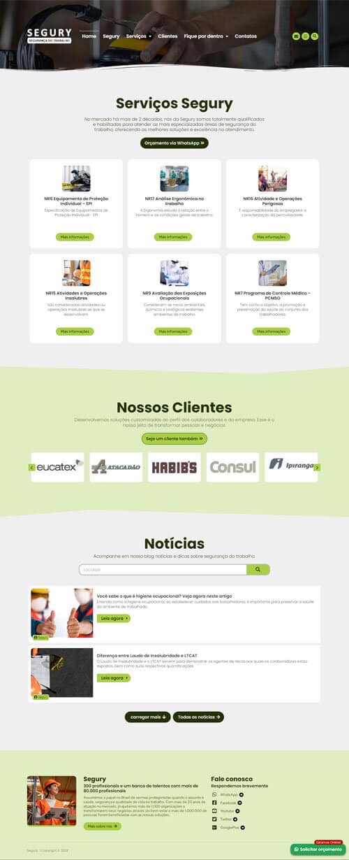 Modelo de Site para empresa de segurança do trabalho