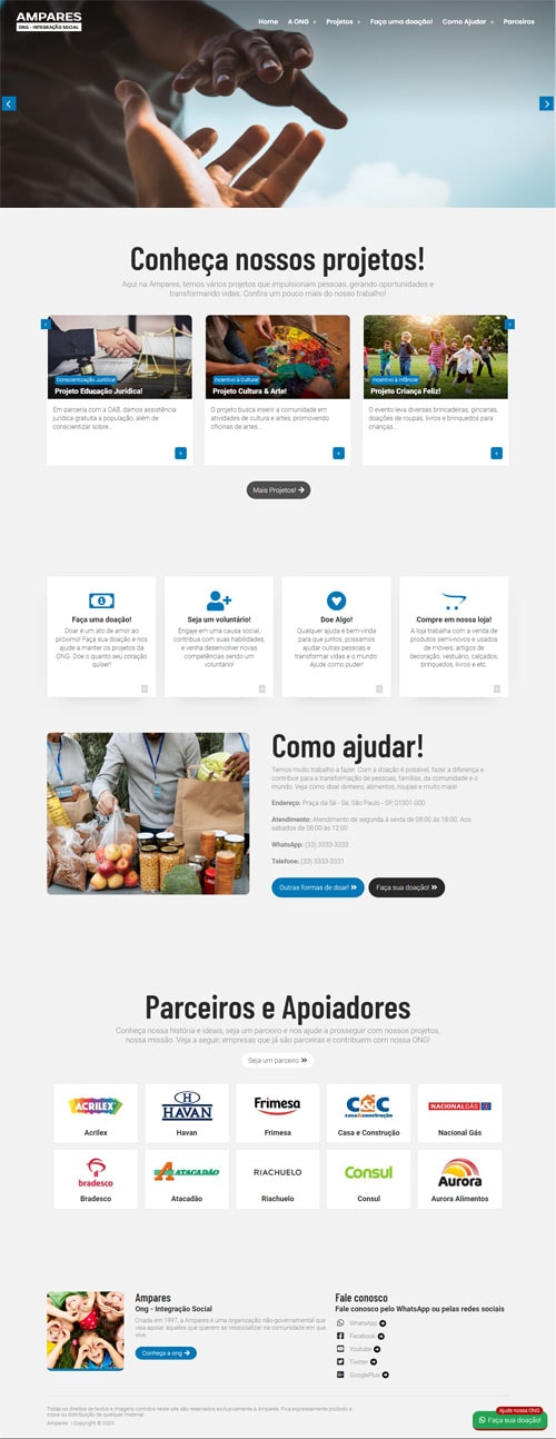 Modelo de Site para ONG, associações e entidades filantrópicas