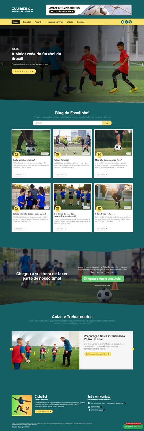 Modelo de site para escolinhas de futebol e futsal Modelo de site para escolinhas de futebol e futsal
