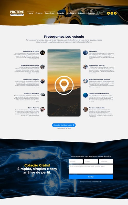 Modelo de Site para empresas de seguro e cooperativas de proteção veicular Modelo de Site para empresas de seguro e cooperativas de proteção veicular