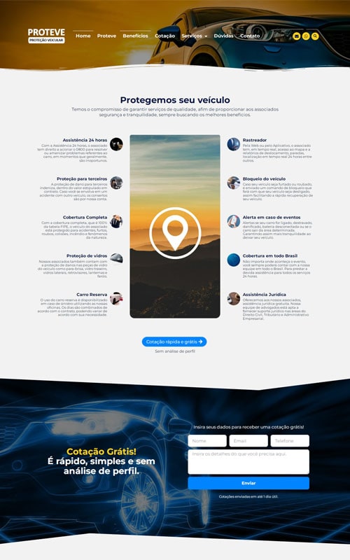 Modelo de Site para empresas de seguro e cooperativas de proteção veicular
