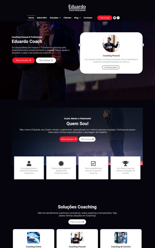 Modelo de Site para coach e empresas de consultorias Modelo de Site para coach e empresas de consultorias