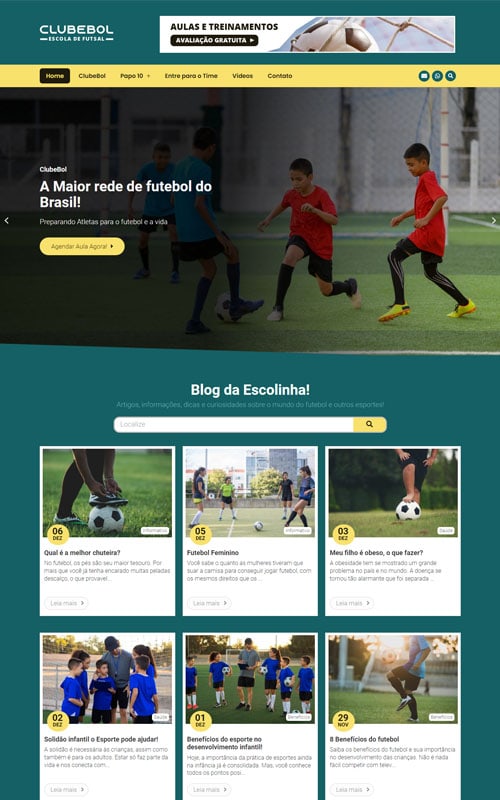 Modelo de site para escolinhas de futebol e futsal