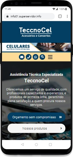 Modelo de Site para loja de informática ou assistência técnica para celulares, tablets, computadores e TVs