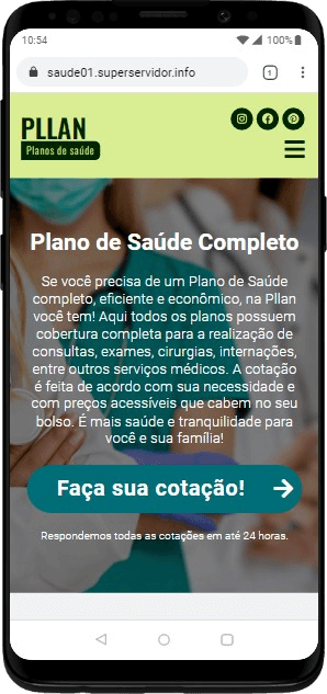 Modelo de Site para operadoras de planos de saúde