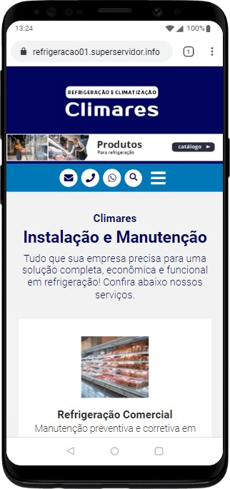 Modelo de Site para empresa de refrigeração e climatização