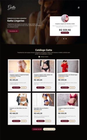 Modelo de site com Catálogo para representantes de moda íntima, lingeries, roupas e peças íntimas
