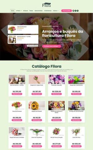 Modelo de site com Catálogo para floriculturas, empresas de flor e produtores de flores